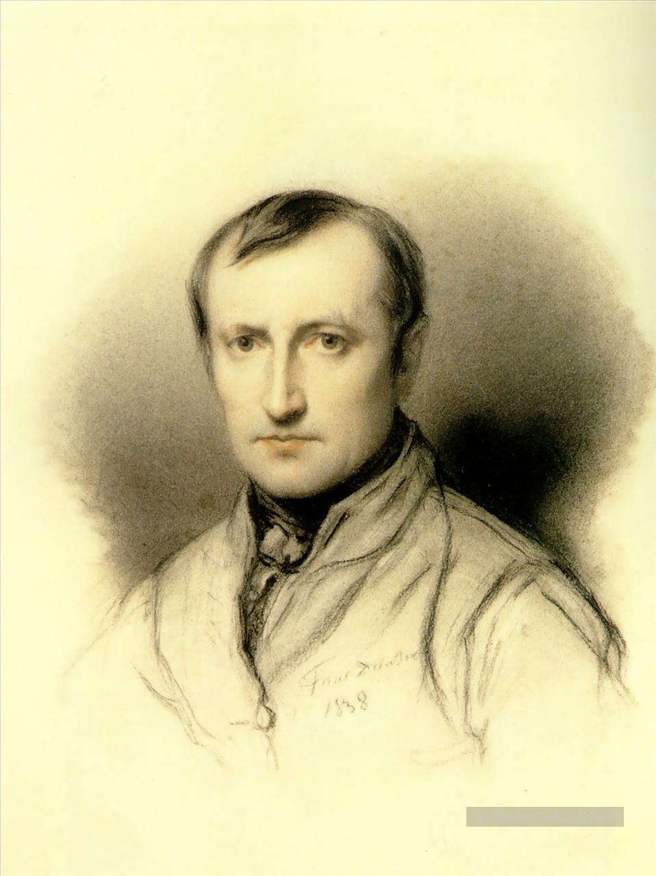 autoportrait 1838 fusain Hippolyte Delaroche Peintures à l'huile